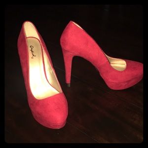 Rue 21 Red Faux Suede Heels